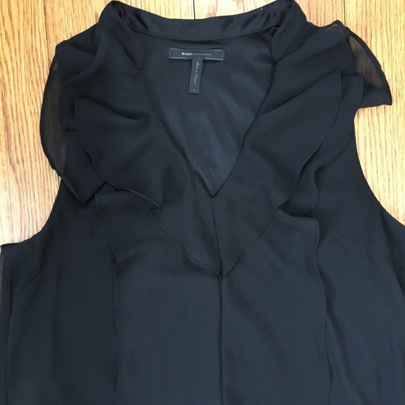 BCBG MAXAZRIA Ashley Ruffle Front V-neck sleeveless Chiffon Pull On Mini Dress - Picture 16 of 16